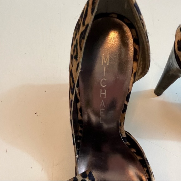 Michael Shannon Lolita Bow Leopard Print Satin Peep Toe High Heel Size 5M - Picture 4 of 10